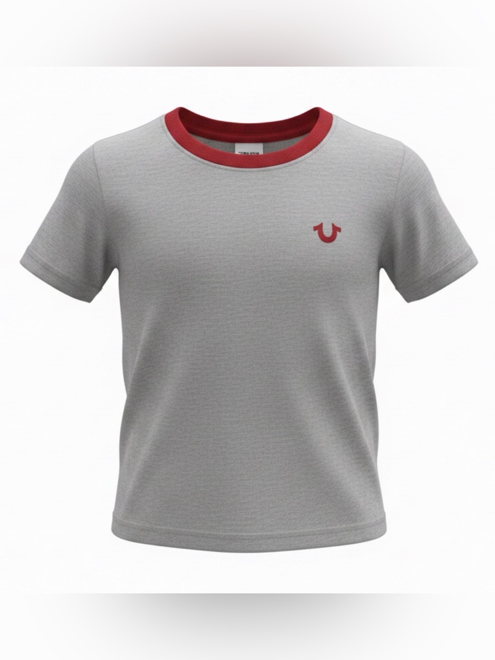 True Religion Kids Grey Tee with Red Neckline and Logo